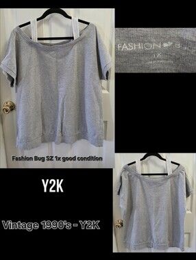 Fashion Bug Gray Short-Sleeve Off-Shoulder Top - Size 1X